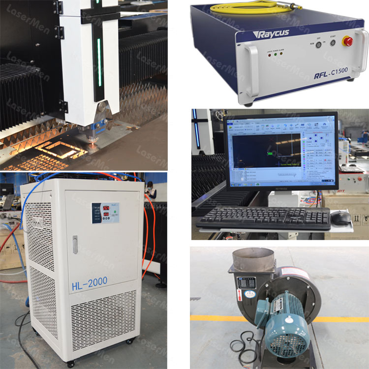 Detailed image of metal sheet and tube fiber laser cutting machine