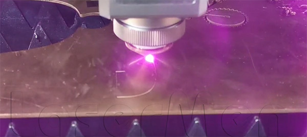 The moment laser cutting is in operation