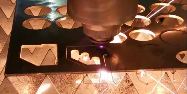 The moment laser cutting is in operation