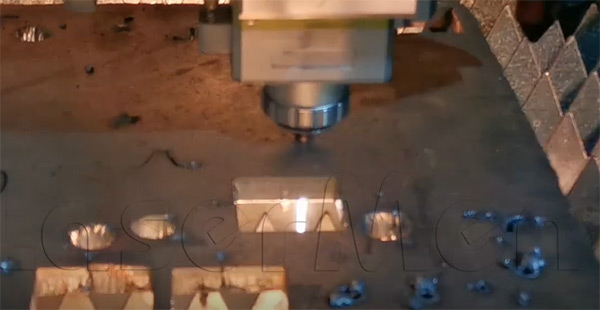 The moment laser cutting is in operation